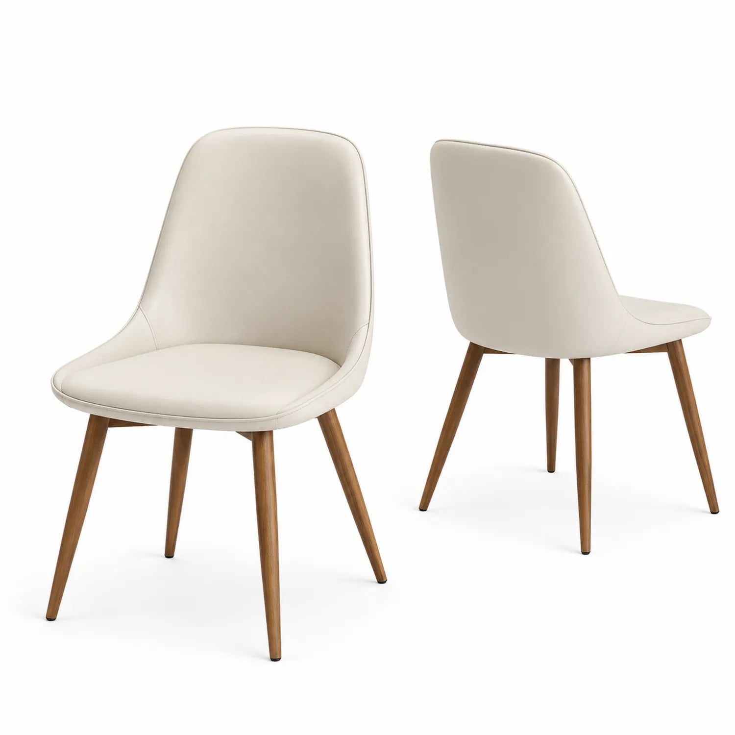 Chaise en similicuir avec pieds en bois 45x55x85 cm
