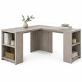 Bureau d'angle en bois avec étagères intégrées
