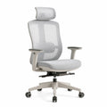 Chaise de bureau en maille gris avec appui-tête réglable