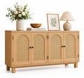 Buffet en bois avec portes en canne tressée