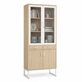 Bibliothèque Bois avec Portes Vitrées en Verre Trempé