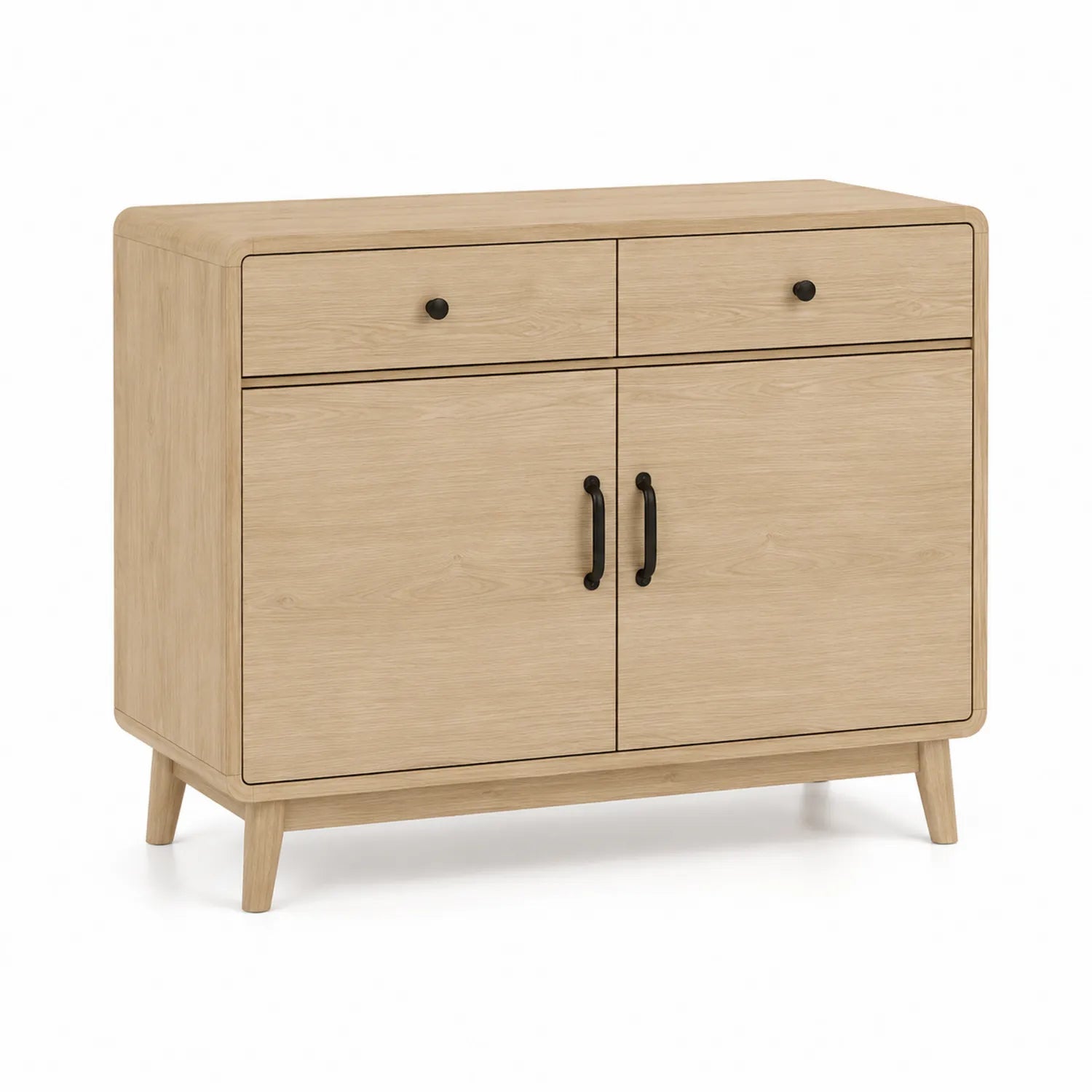 Buffet en bois MDF chêne clair avec tiroirs et portes