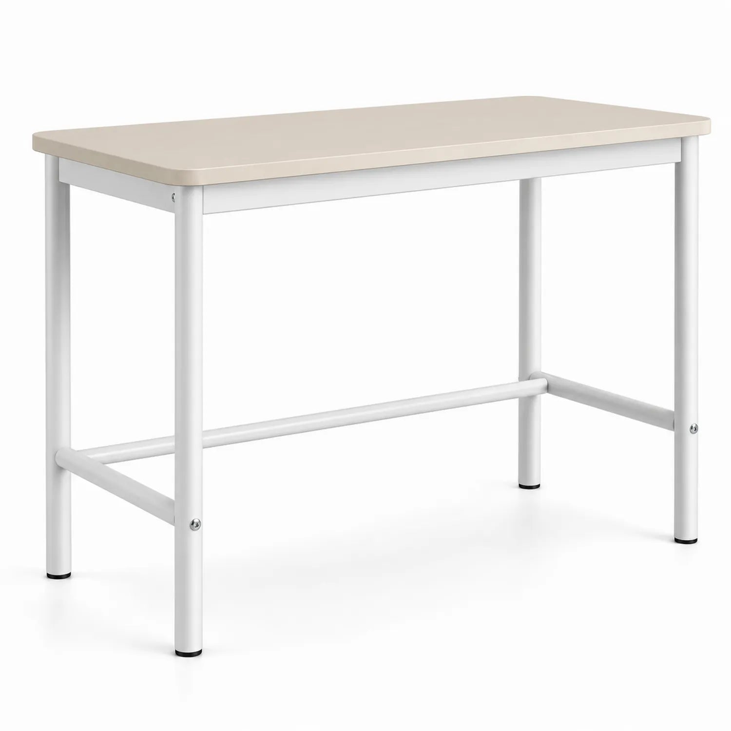 Bureau rectangulaire en bois et acier Blanc 120x60x75 cm