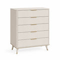 Commode 5 Tiroirs en Bois avec Poignées Métalliques