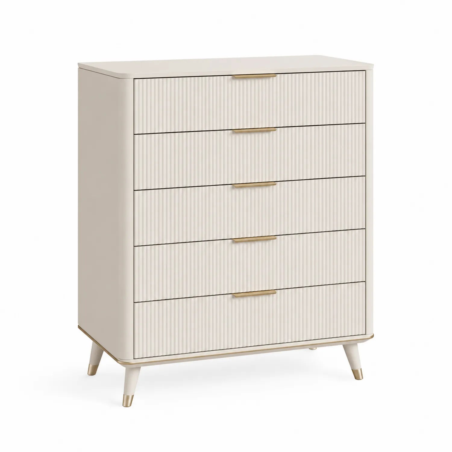 Commode 5 Tiroirs en Bois avec Poignées Métalliques