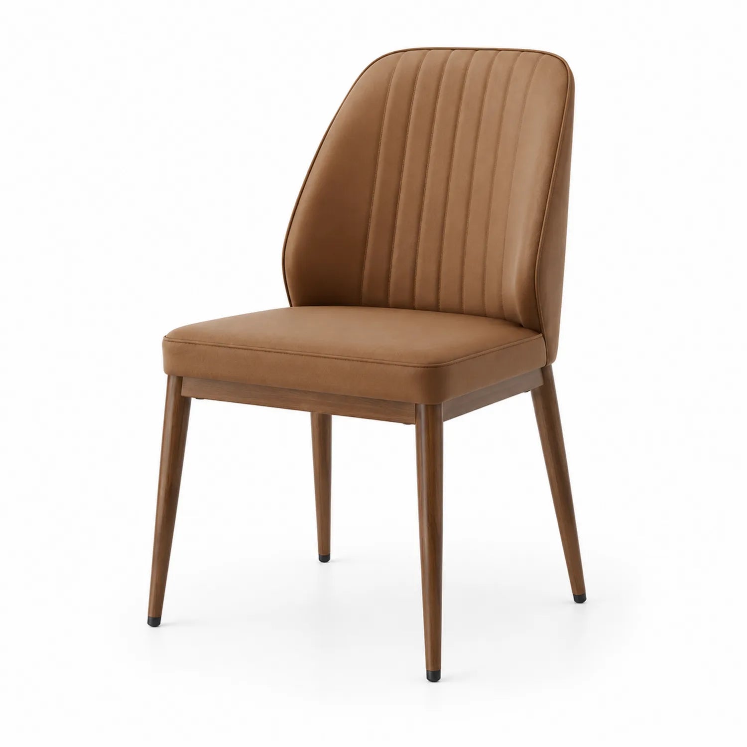 Chaise de salle à manger en Cuir Synthétique Marron avec Pieds en Bois