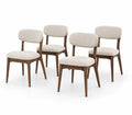 Lot de 4 chaises en bois et tissu beige