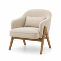 Fauteuil en tissu bouclé avec cadre en bois