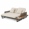 Lit de jour extérieur en aluminium et bois avec coussins réglables