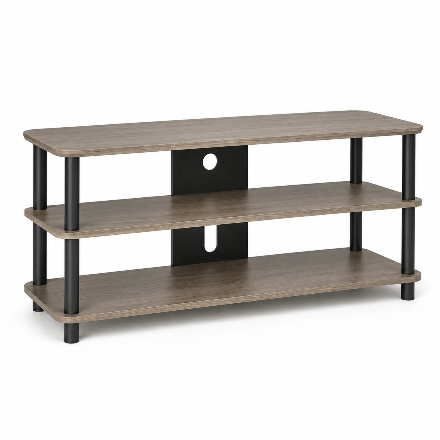 Meuble TV en bois MDF et métal marron/noir 120x40x48cm