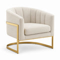 Fauteuil en tissu polyester beige avec cadre en acier doré
