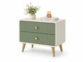 Table de chevet en MDF avec tiroirs verts 60 cm