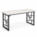 Bureau en Bois MDF et Métal Blanc et Noir 160x60x75 cm
