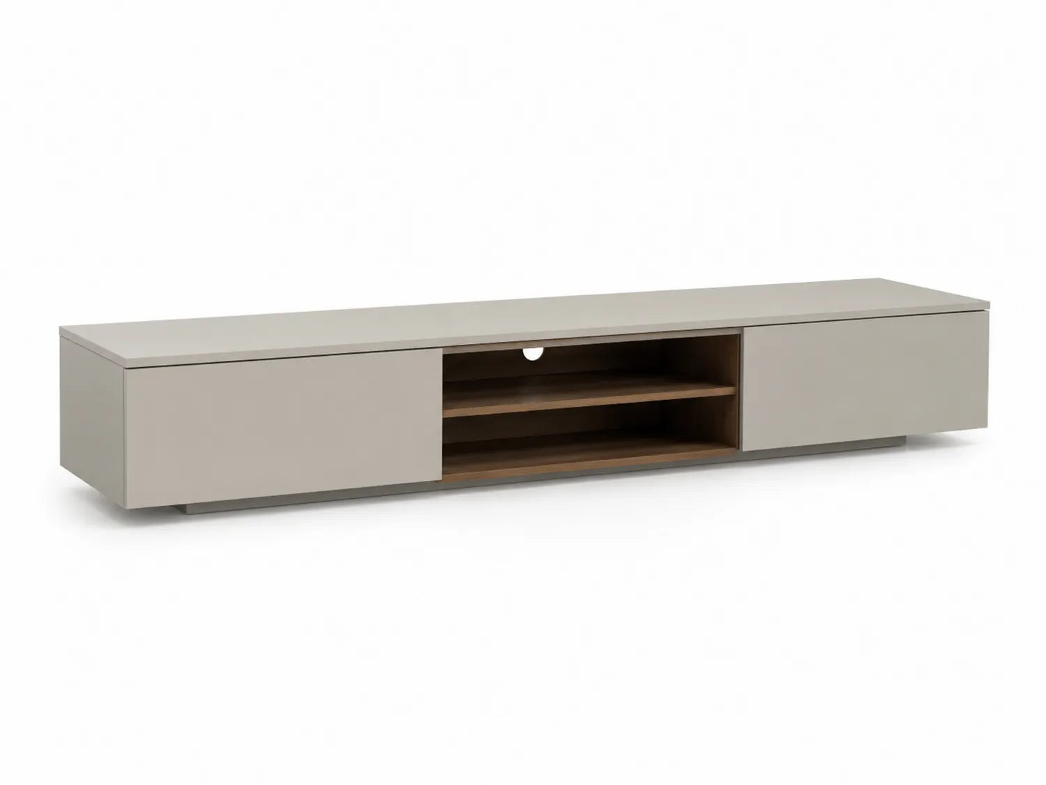 Meuble TV rectangulaire en bois gris 200x40x35 cm
