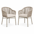 Lot de 2 chaises en corde synthétique beige avec coussins en polyester