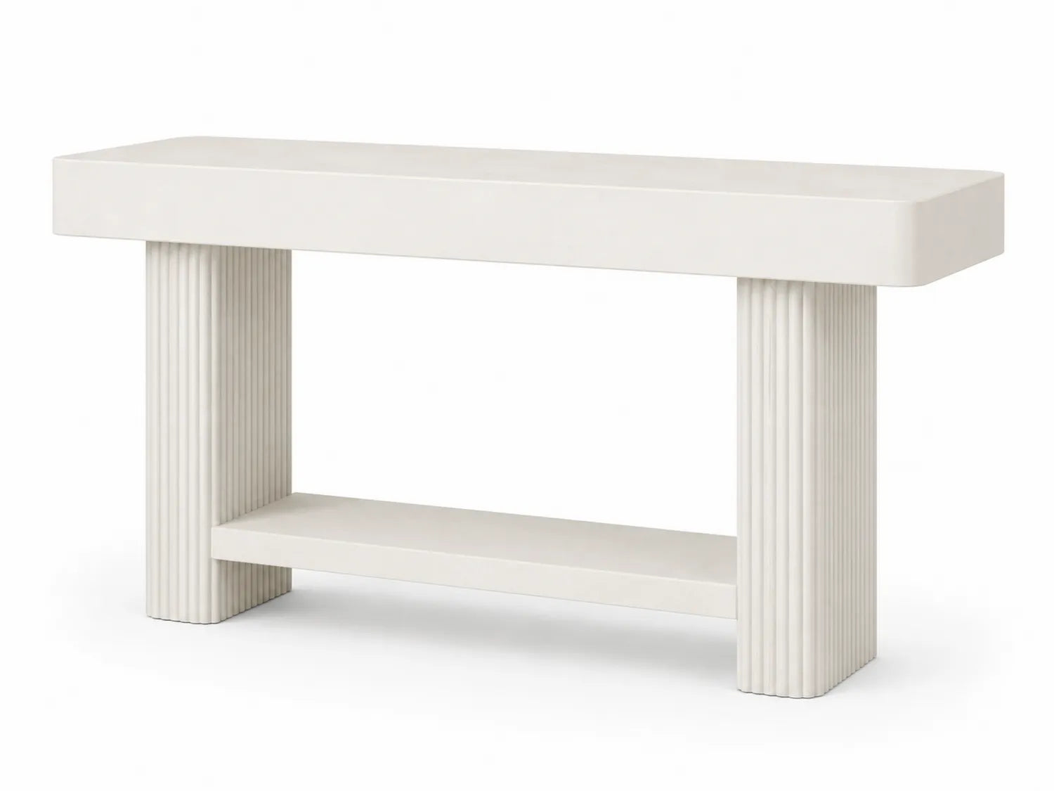 Console rectangulaire en bois blanc avec étagère
