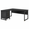 Bureau d'angle en bois et métal noir avec tiroirs