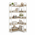 Étagère d'angle en bois MDF et métal blanc 5 niveaux