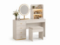 Coiffeuse en Bois avec Miroir LED et Tabouret