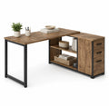 Bureau en angle L MDF métal Marron/Noir 140x120 cm