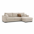 Canapé d'angle en tissu avec méridienne droite 280x160 cm Beige