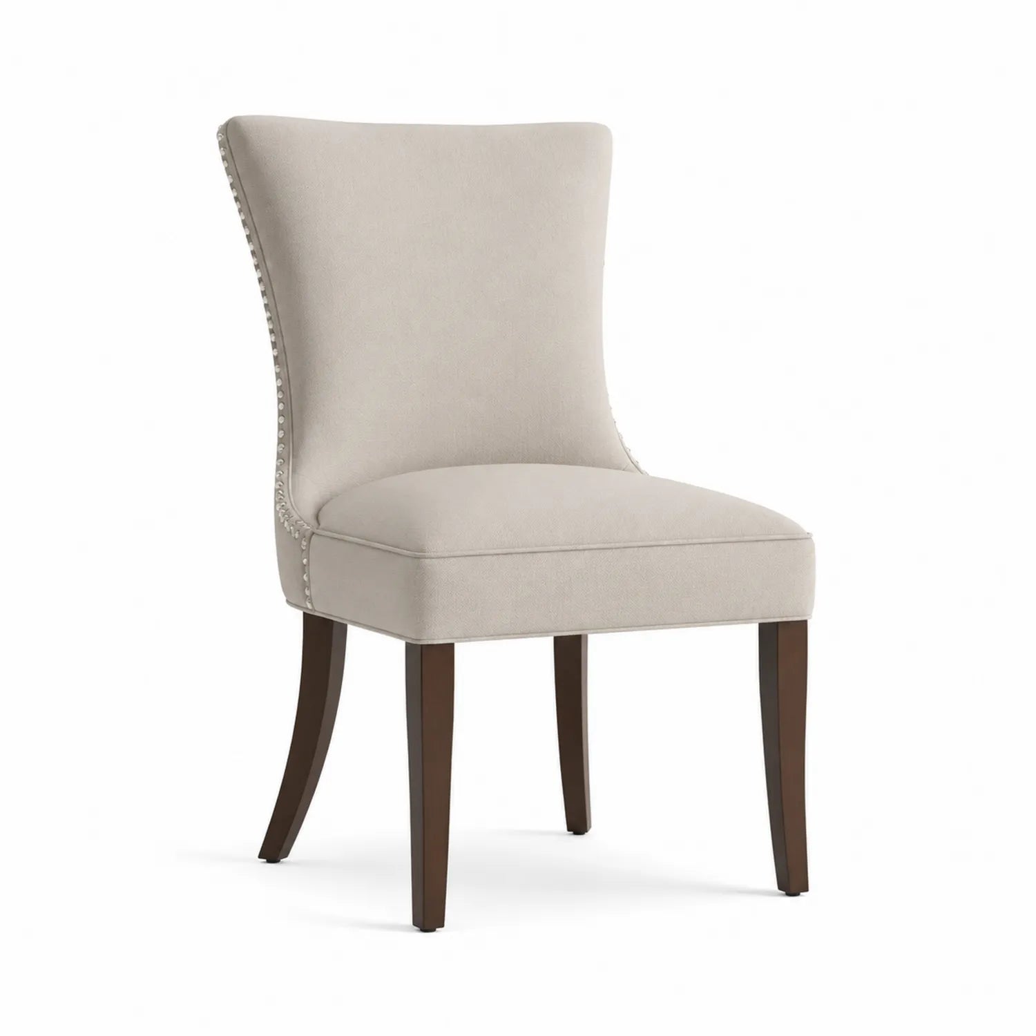 Chaise de salle à manger en polyester beige pieds en bois
